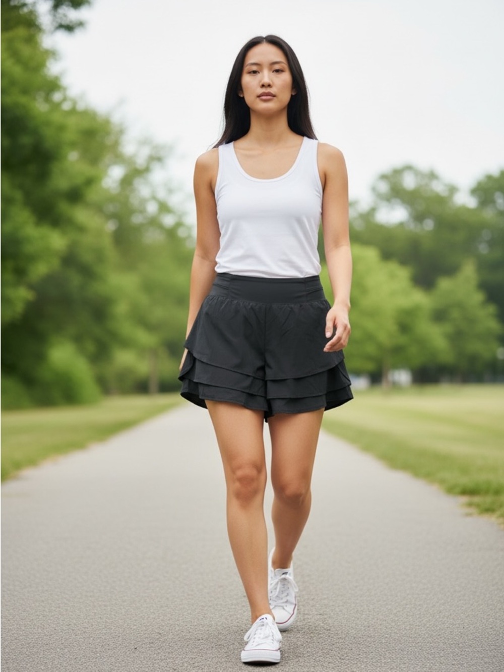 Simply Southern Women's Black Layered Ruffle Athletic Running Shorts SZ XL NWT - Picture 8 of 8